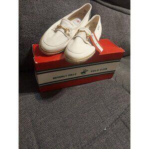 Beverly Hills Polo Club White Canvas Size 7.5 Slip On Shoes Vintage Dress Shoes